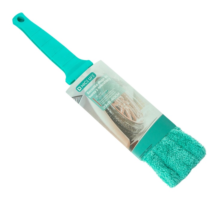 Perie Cu Noodle Microfibra Spalat Jante Aliaj Si Curatat Caroseria Auto, Nice Life, 39 Cm, Turcoaz