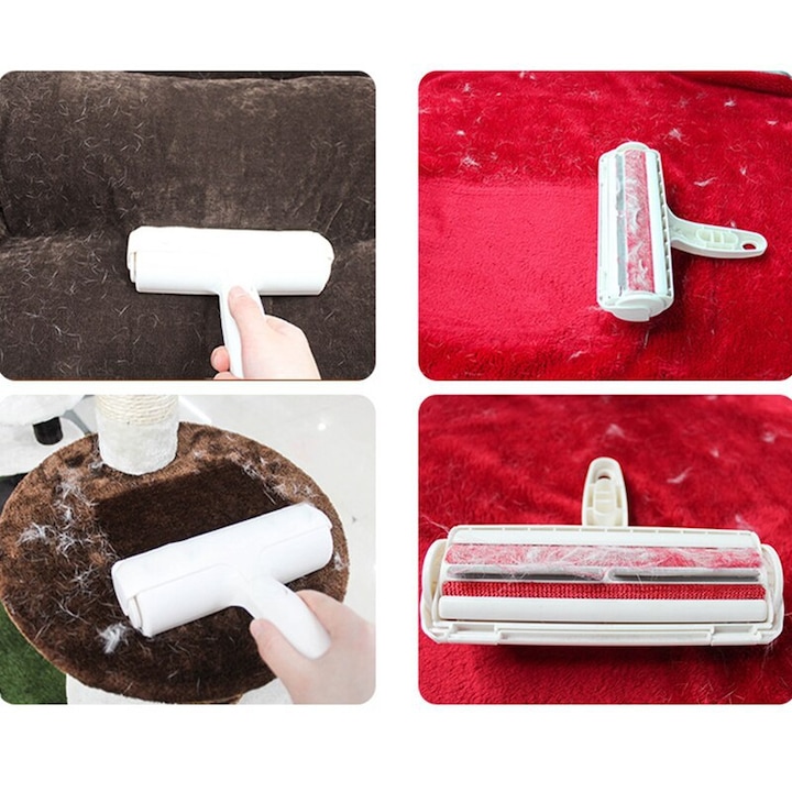 Perie pentru indepartarea paruluide pisica/caine, Sunmostar, ABS/Nailon, 19.5x19x5 cm, Alb