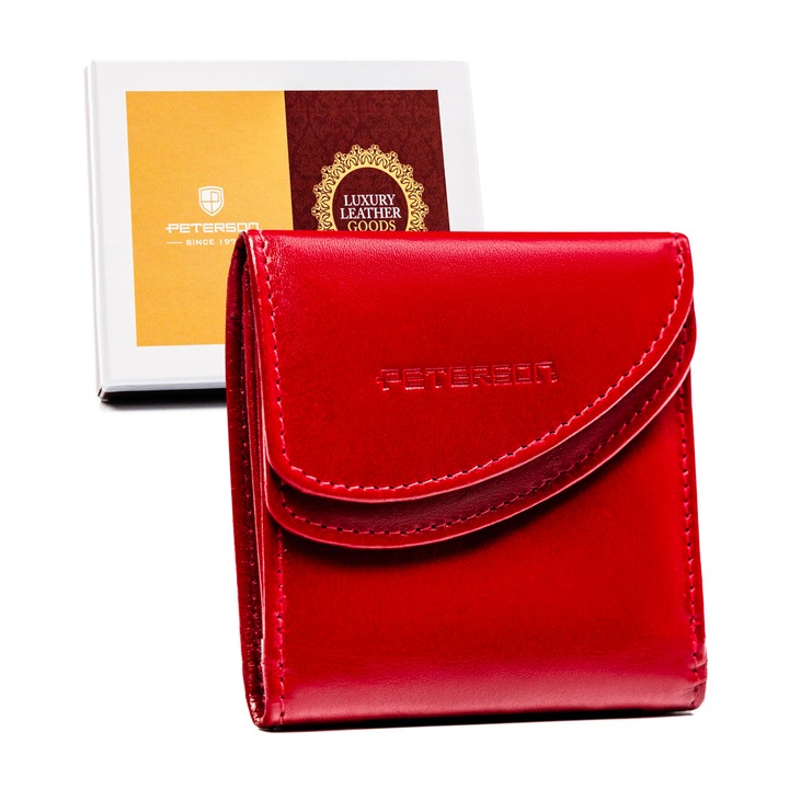 Portofel femei, Peterson, PTNRD-N08G-GCL, Rosu/Violet inchis, 9 x 8.5 x 1.5 cm