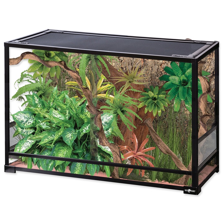 Terariu Repti Planet 90x45x60 cm, pentru reptile si amfibii, cu plasa metalica