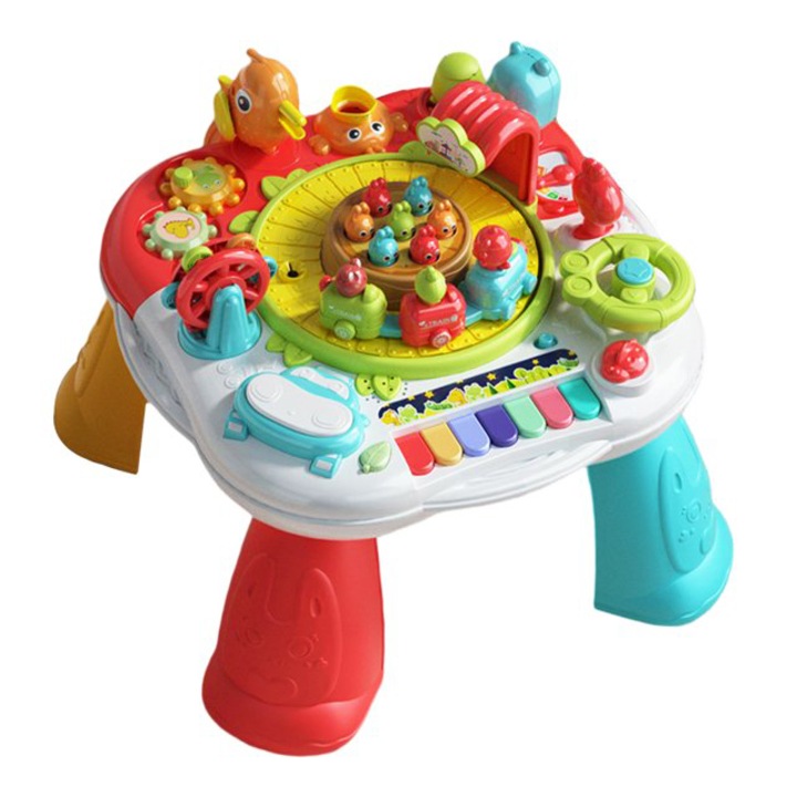 Masuta interactiva de activitati SOLTOY® Amusement pentru bebelusi cu taste de pian, multiple activitati si sunete interactive