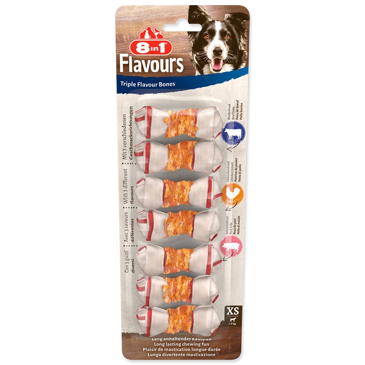 Oase de mestecat pentru caini, 8in1, Vita/Pui, 7 bucati