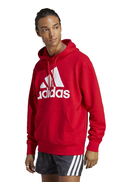 adidas Sportswear, Hanorac cu imprimeu logo Essentials, Rosu/Alb