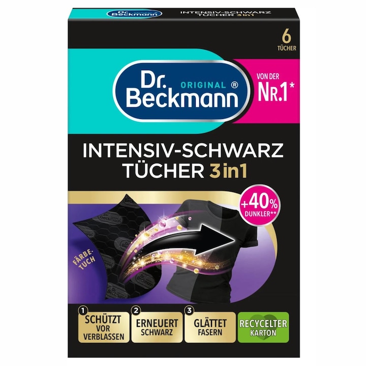 Servetele pentru revigorarea culorii negre, Dr.Beckmann, 2in1, 6 bucati