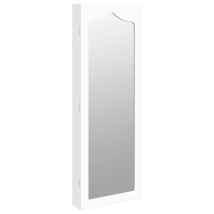 Dulap de bijuterii cu oglinda de perete vidaXL, alb, 37, 5x10x106 cm, 8.85 Kg