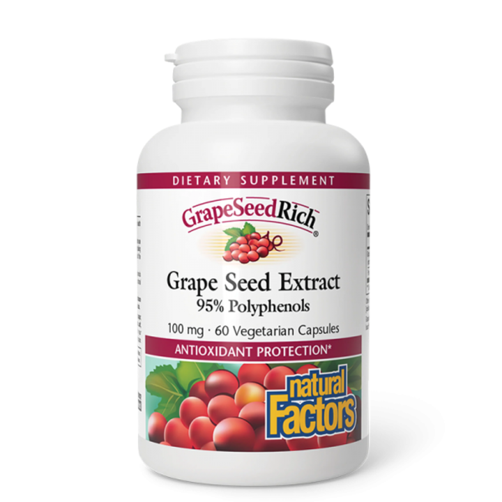 Supliment alimentar, Natural Factors, Antioxidant, Samburi de struguri GrapeSeedRich, 100 mg x 60 capsule
