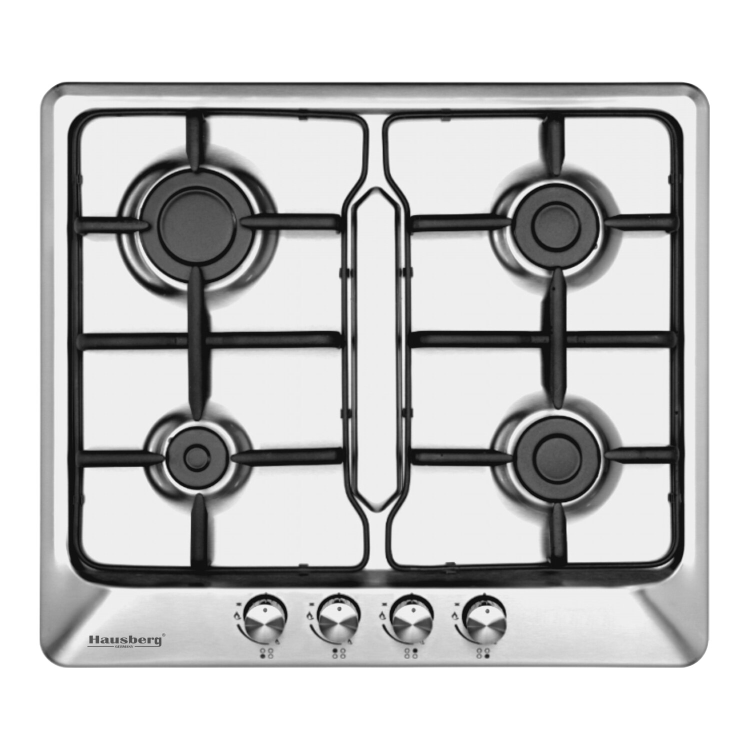 Plita incorporabila Hausberg HB 553, Gaz, 4 arzatoare, Sistem autoaprindere, Sistem siguranta, Inox