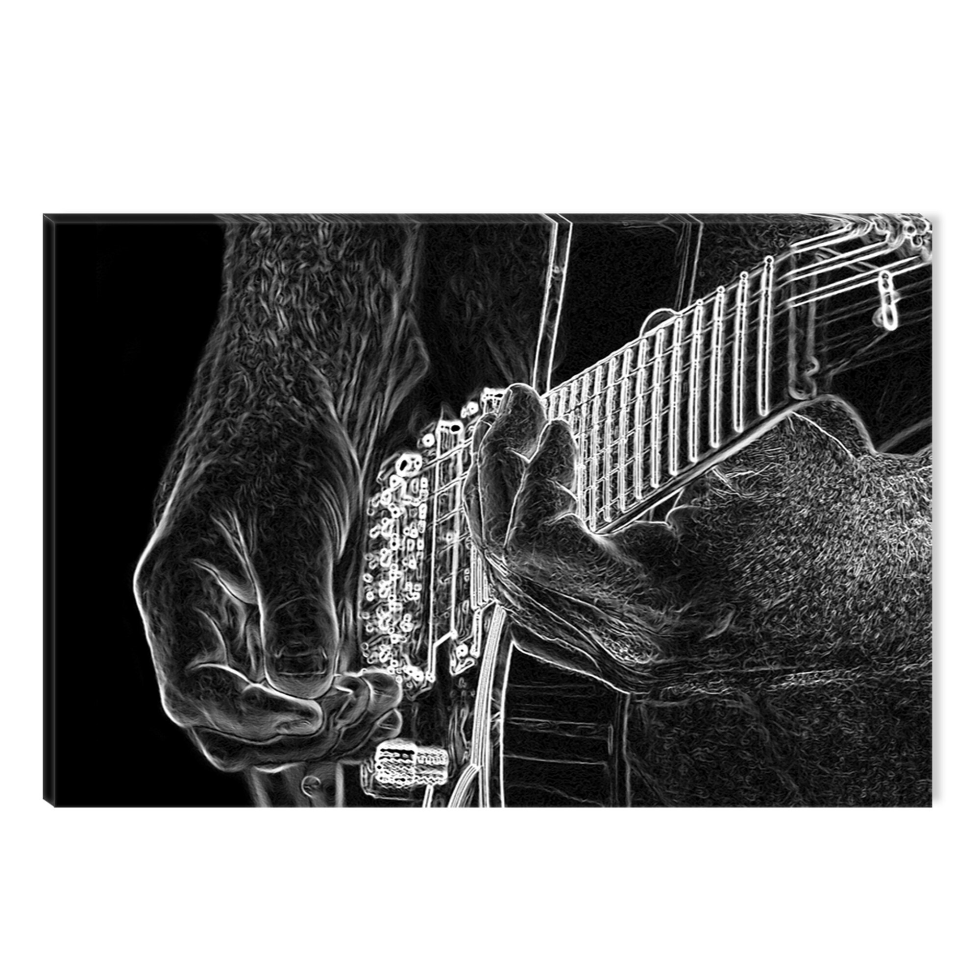 Tablou DualView Startonight Chitara in alb-negru, luminos in intuneric, 80 x 120 cm