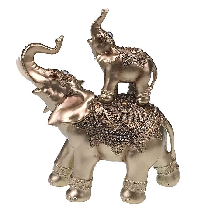 Декоративен орнамент от 2 слона, сив, 24 см, 1136H