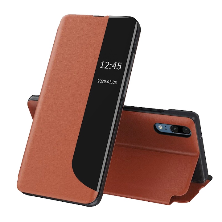 Huawei P20 kompatibilis tok, Techsuit eFold sorozat, narancssárga