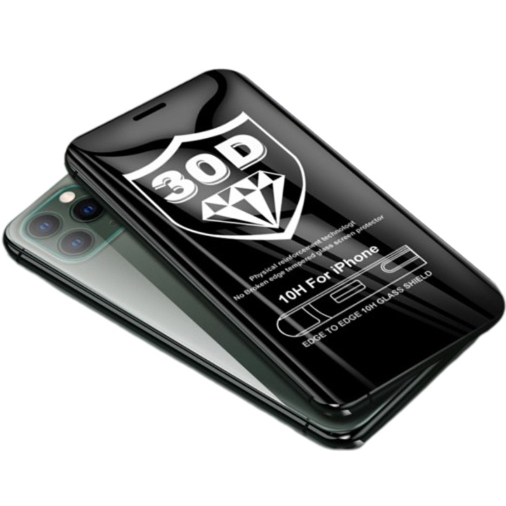 Crystal Ceramic протектор 30D, Premium, Съвместим с Iphone14 Plus 9H, Пълно покритие, Черни ръбове
