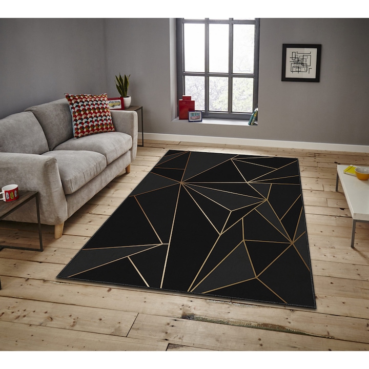 Килим Asi Home 3D Gold, 120 x 180 см, полиестер, многоцветен