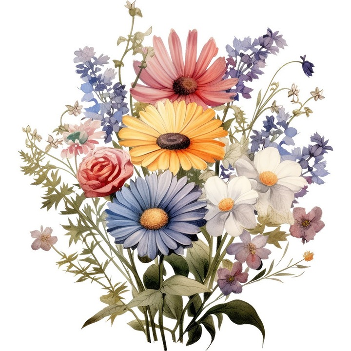 Sticker decorativ, Flori Salbatice, Verde, 66 cm, 1319STK-9