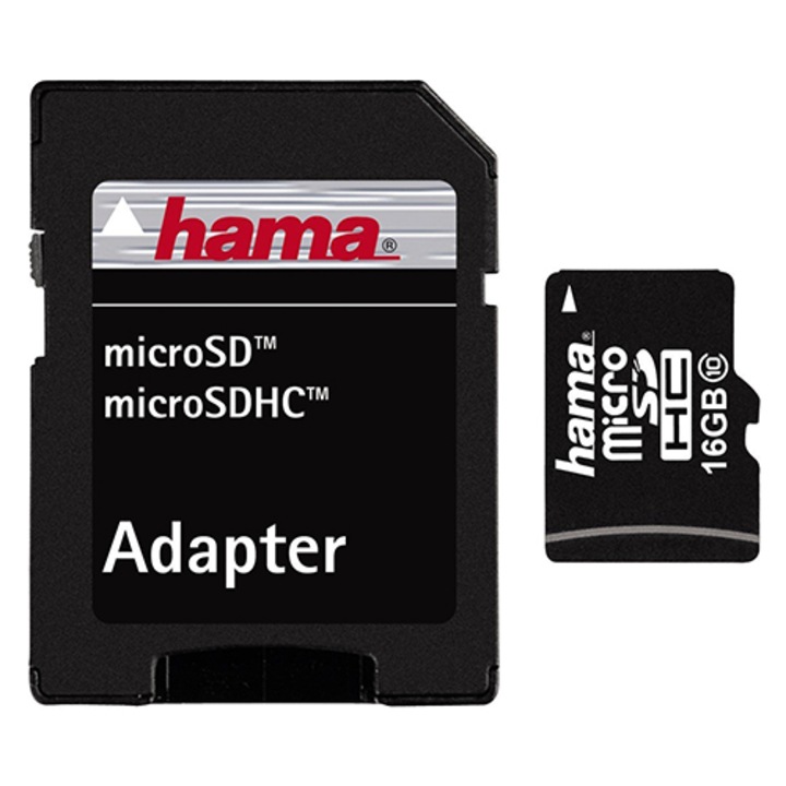 Карта памет Hama Micro-SDHC 16GB, Клас 10 + Адаптер