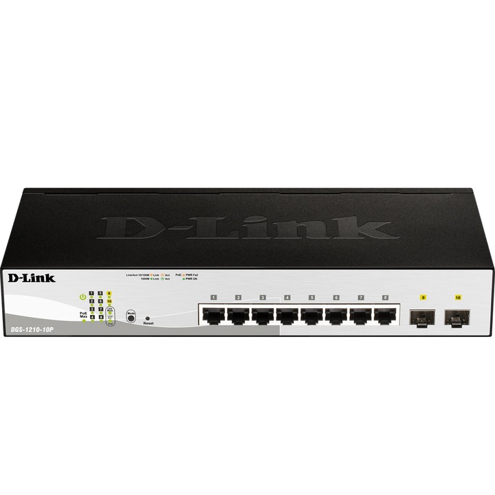 Switch D-Link DGS-1210-10P, 10 x 10/100/1000, 2 Combo SFP Gigabit