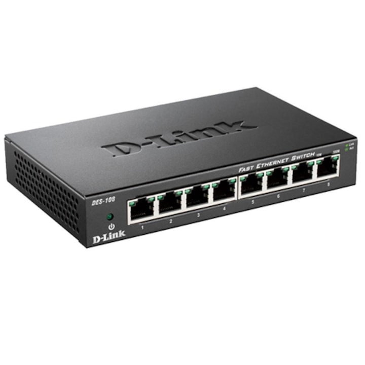 Switch D-Link DES-108, 8 porturi 10/100