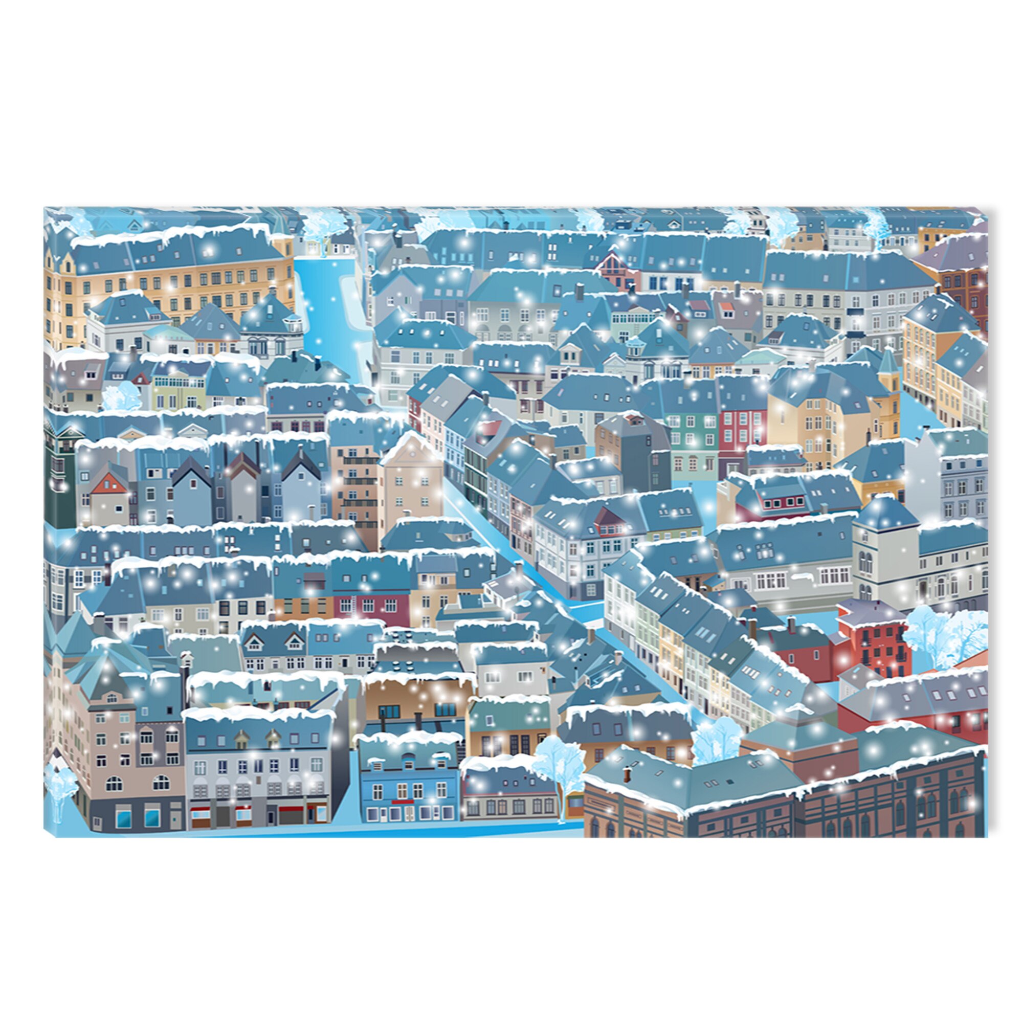 Tablou DualView Startonight Orasul sub zapada, luminos in intuneric, 60 x 90 cm