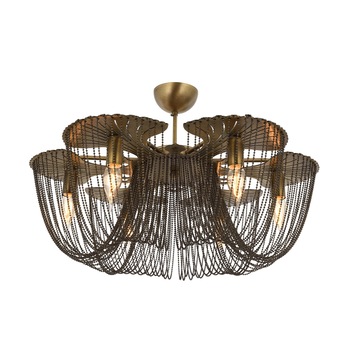 Lustra Avonni Fiona 6 brate elemente decorative metalice, finisaj Antique 6xE14 max40W Lustra Avonni Fiona 6 brate elemente decorative metalice, finisaj Antique 6xE14 max40W