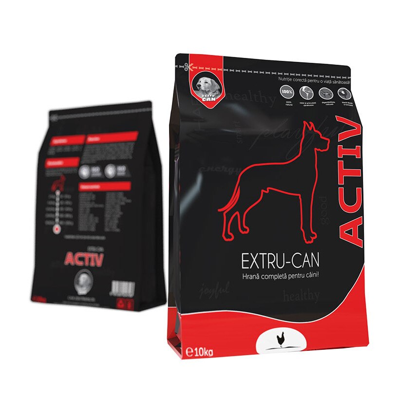 Hrana completa pentru caini, Extru Can Activ, Adult, Pui, 10 kg