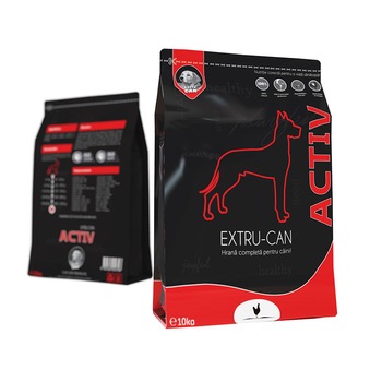 Hrana completa pentru caini, Extru Can Activ, Adult, Pui, 10 kg Hrana completa pentru caini, Extru Can Activ, Adult, Pui, 10 kg