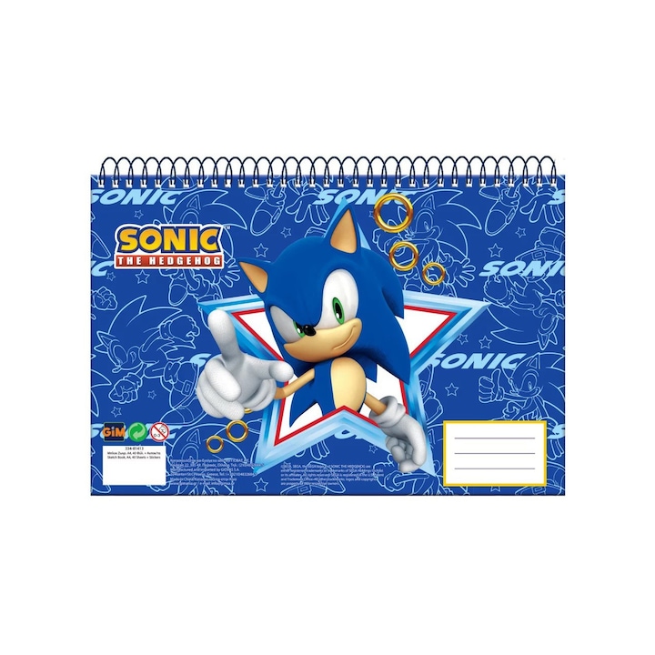 Rajzlap A4-es spirál, Sonic, the Hedgehog, 30 lap, kék