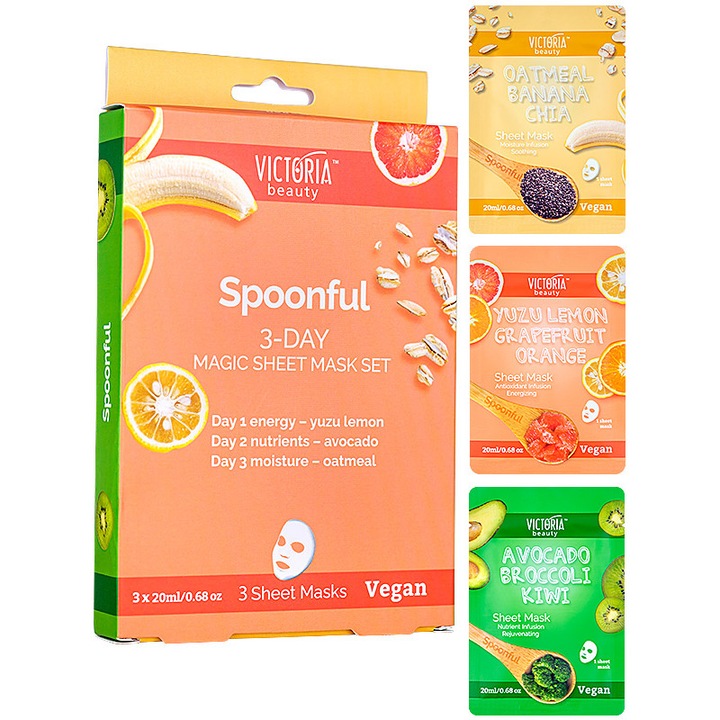 Вълшебен комплект - 3 маски за лице (енергия, подхранване, хидратация) Victoria Beauty, 60 ml