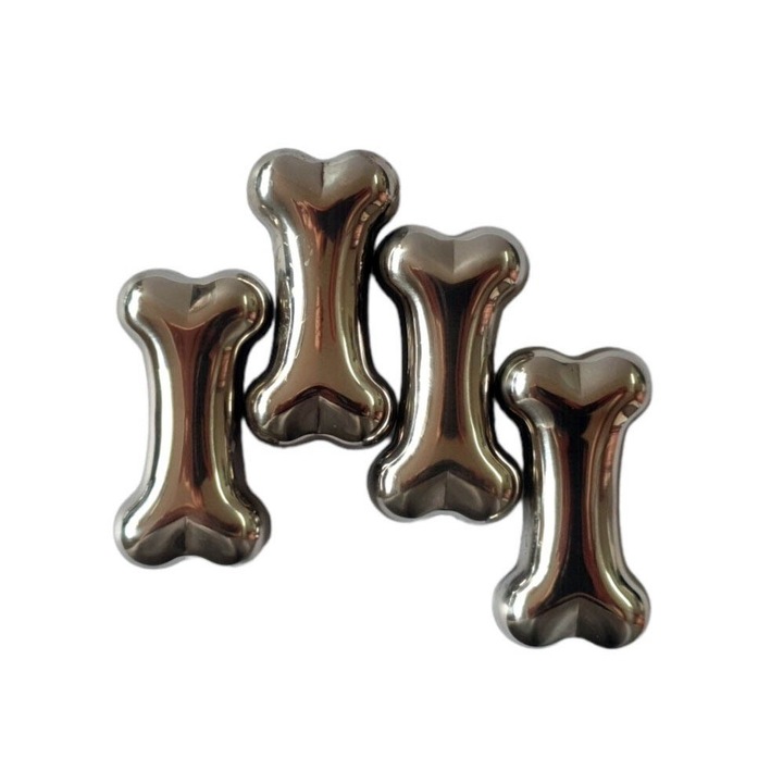 Комплект от 4 куба за охлаждане на напитки, сребро, 5 см, HML59