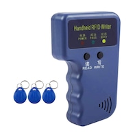 Set copiator carduri RFID si 3 brelocuri programabile, NUODWELL, 125 KHz, Usor de utilizat si de transportat, Pentru casa, scoala, birou si fabrica, Plastic, 11.7x7.1x3.1cm, Albastru