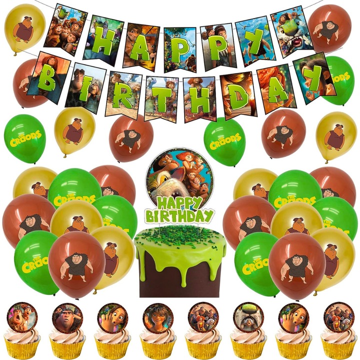 Léggömbből 18, 25 torta- vagy cupcake-kiegészítőből és 1 party transzparensből álló készlet, tökéletes születésnapokra, évfordulókra