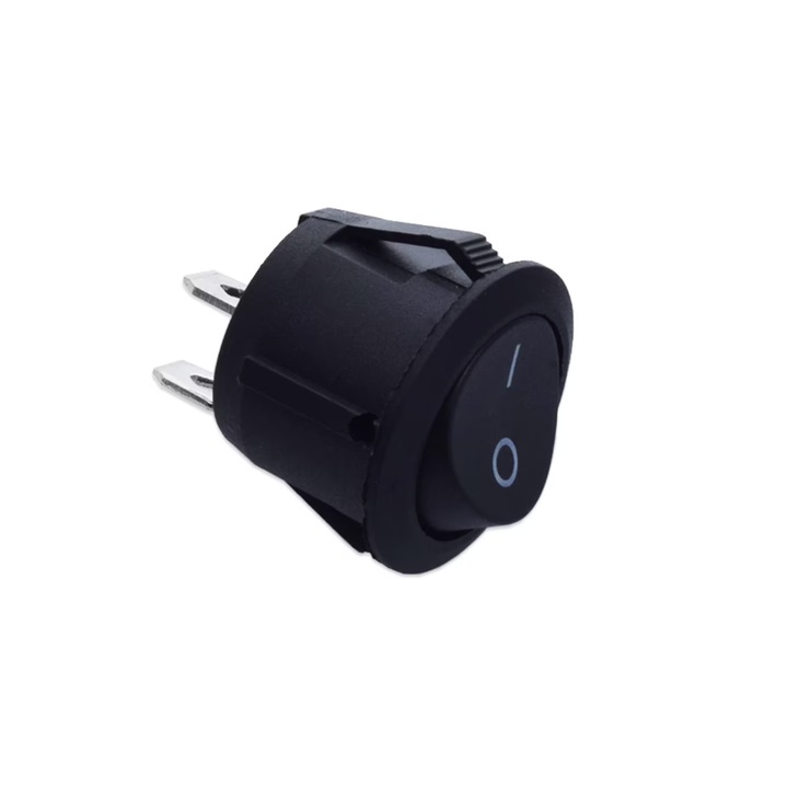 Превключвател ON/OFF ElecTech, 3A, 250V, диаметър 23 мм, черен цвят