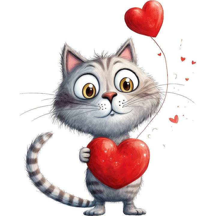 Sticker decorativ, Pisica, Alb, 73 cm, 1326STK-3