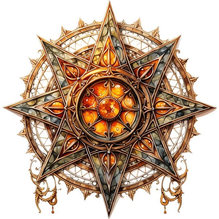 Sticker decorativ, Stea, Portocaliu, 61 cm, 1328STK-2