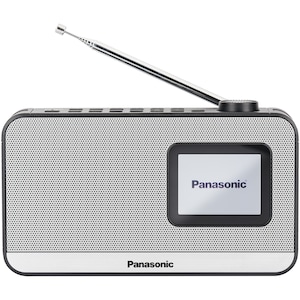 Radio portabil Panasonic RF-D15EG-K, FM, DAB+, Bluetooth, functie ceas, alarma si timer, Negru si Argintiu