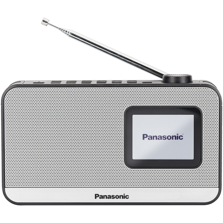 Преносимо радио Panasonic RF-D15EG-K, FM, DAB+, Bluetooth, Часовник, Функция за аларма и таймер, Черен/Сребрист