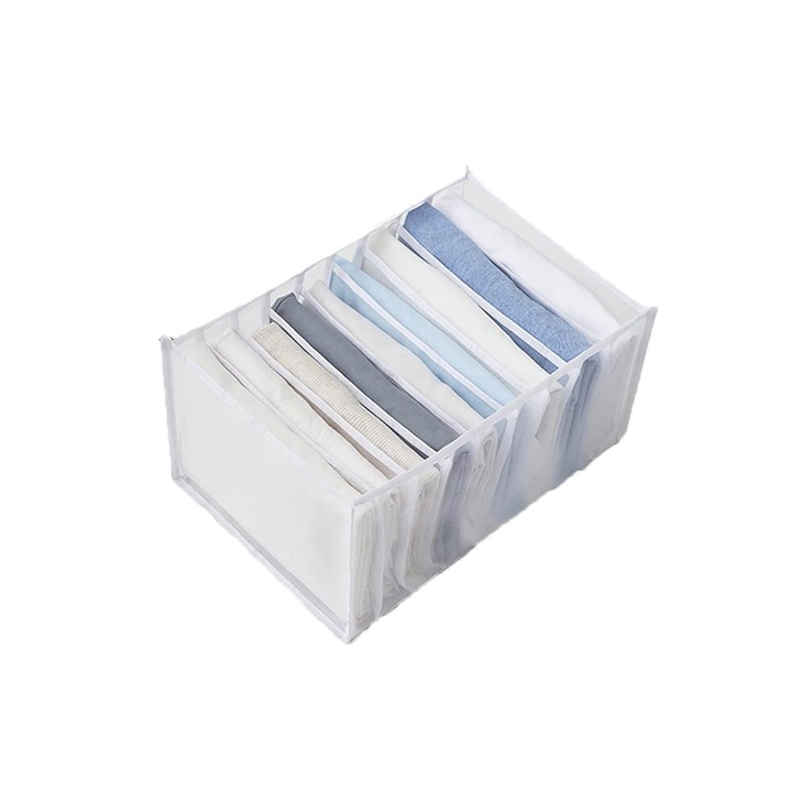 Ruha- és fehérnemű-rendező doboz 9 Luxer rekesszel, mérete 36x22,5x20 cm, fehér