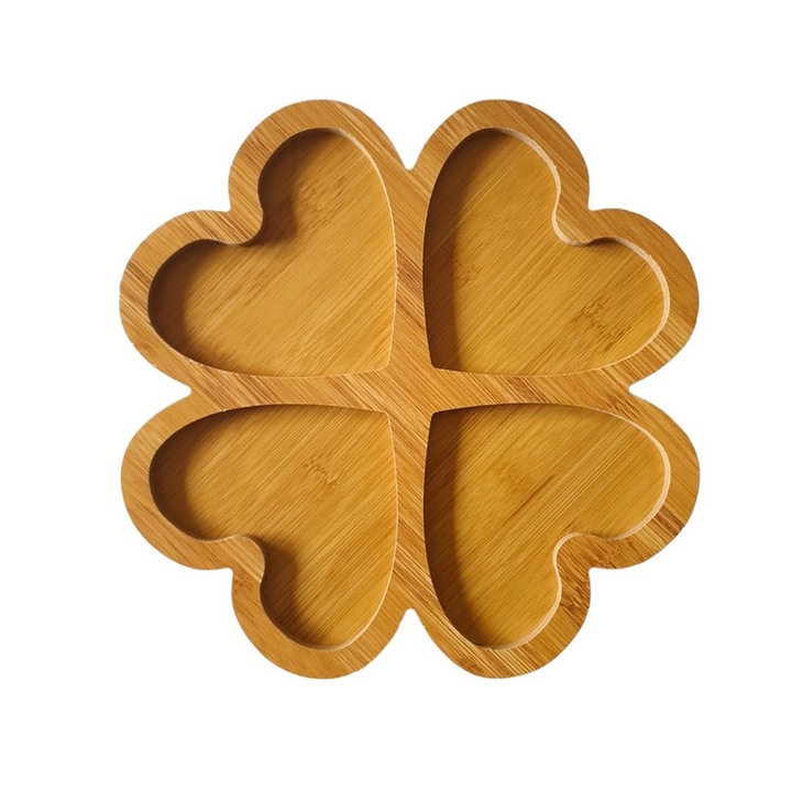 Platou din Lemn, Trifoi, Maro, 26 cm, HML6