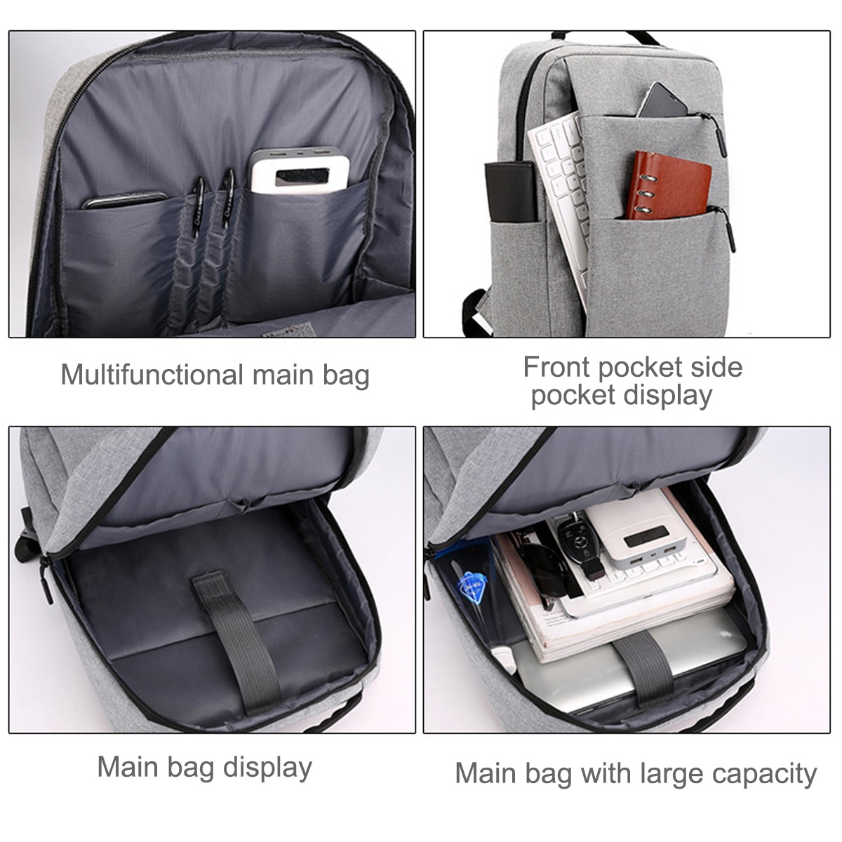 Rucsac laptop multifunctional, port USB, antifurt, negru, 42x30x12cm