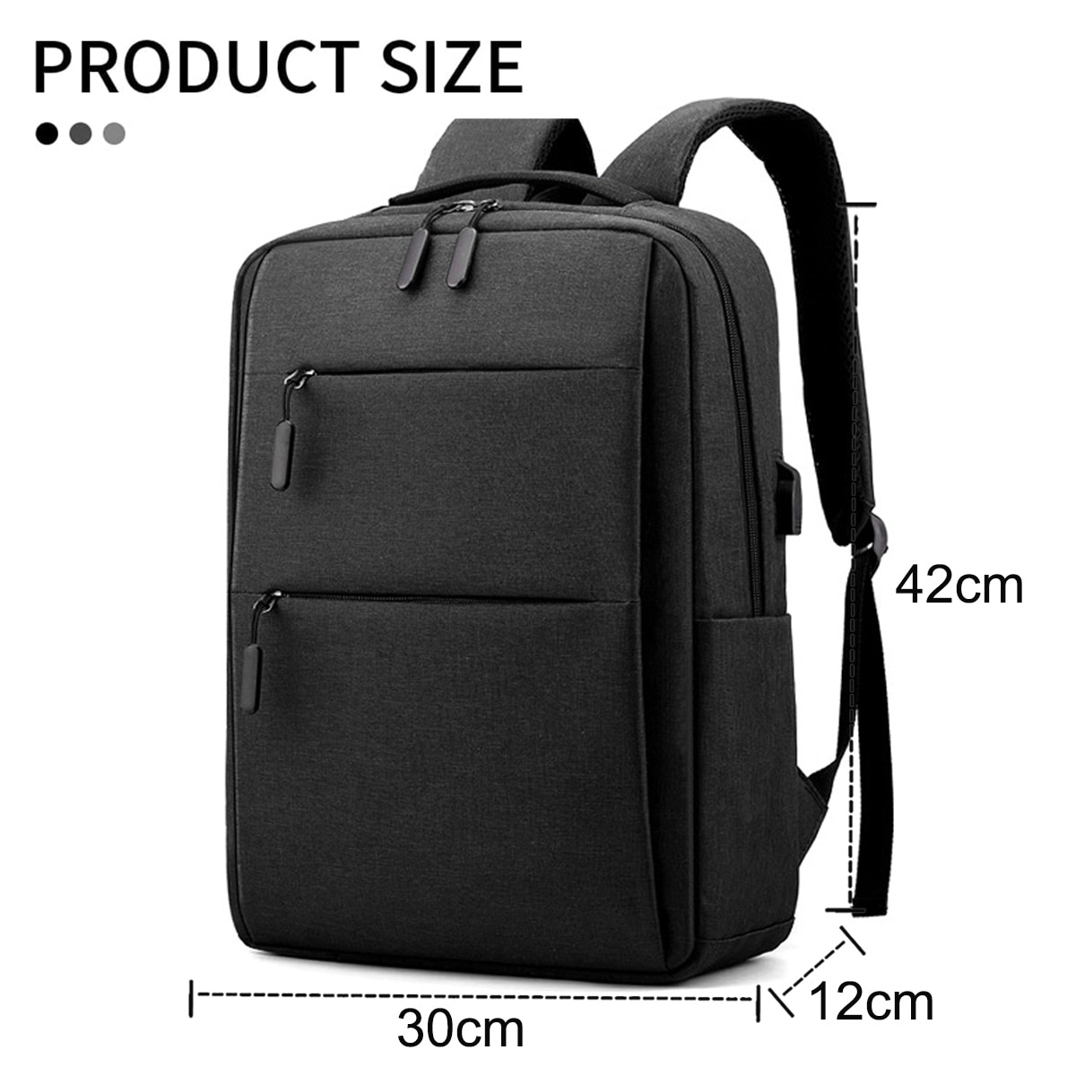 Rucsac laptop multifunctional, port USB, antifurt, negru, 42x30x12cm