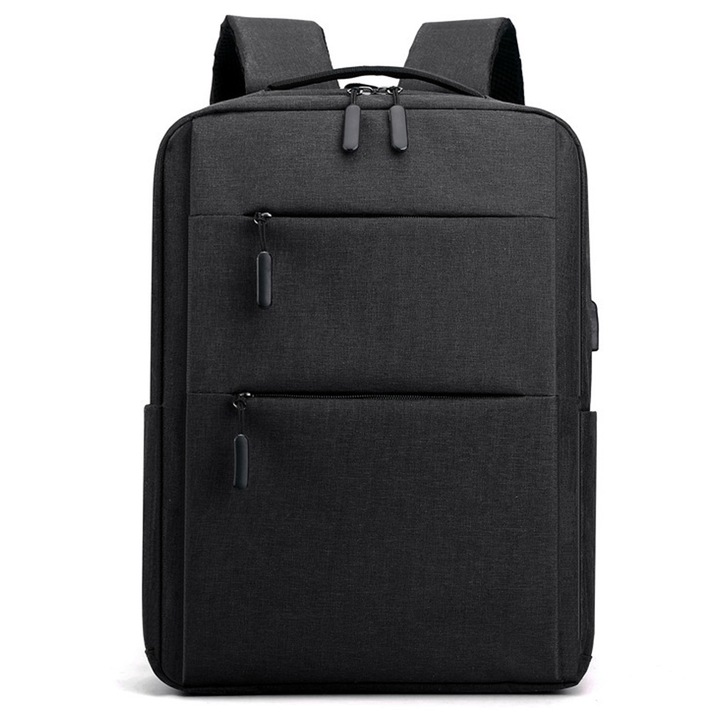 Rucsac laptop multifunctional, port USB, antifurt, negru, 42x30x12cm