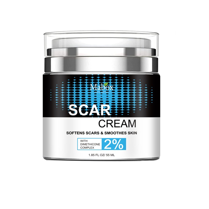 Crema Cicatrizanta Alhena® Mabox Scar Cream, Cu Dimeticona 2%, Aloe Vera si Vitamina E, Tratament Pentru Cicatrici si Piele Deteriorata, Netezire si Catifelare, Utilizare Zilnica, 55 ml