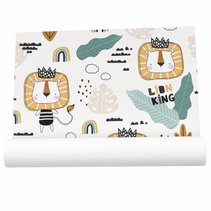 Самозалепващ тапет за детска спалня, Цар Лъв, Priti Global, 60x130 см