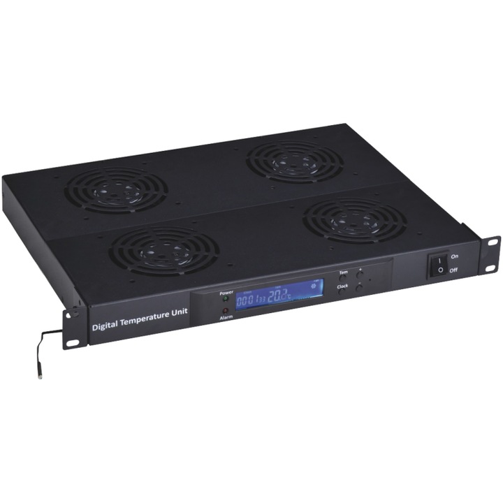 Вентилационен панел 19 инча, Alantec, 4 вентилатора, цифров термостат, 230V AC, черен