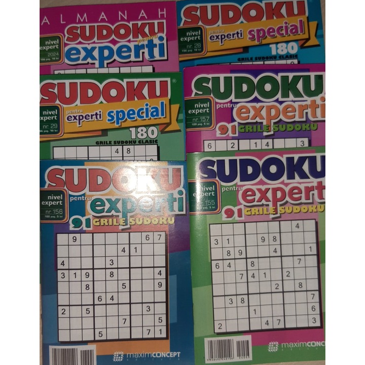 Pachet 6 sudoku pentru avansati (almanah sudoku, sudoku special, 4 sudoku pentru avansati) - Editura Maxim