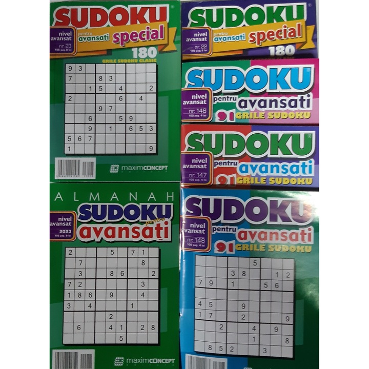 Pachet 6 sudoku pentru avansati (almanah sudoku, sudoku special, 4 sudoku pentru avansati) - Editura Maxim