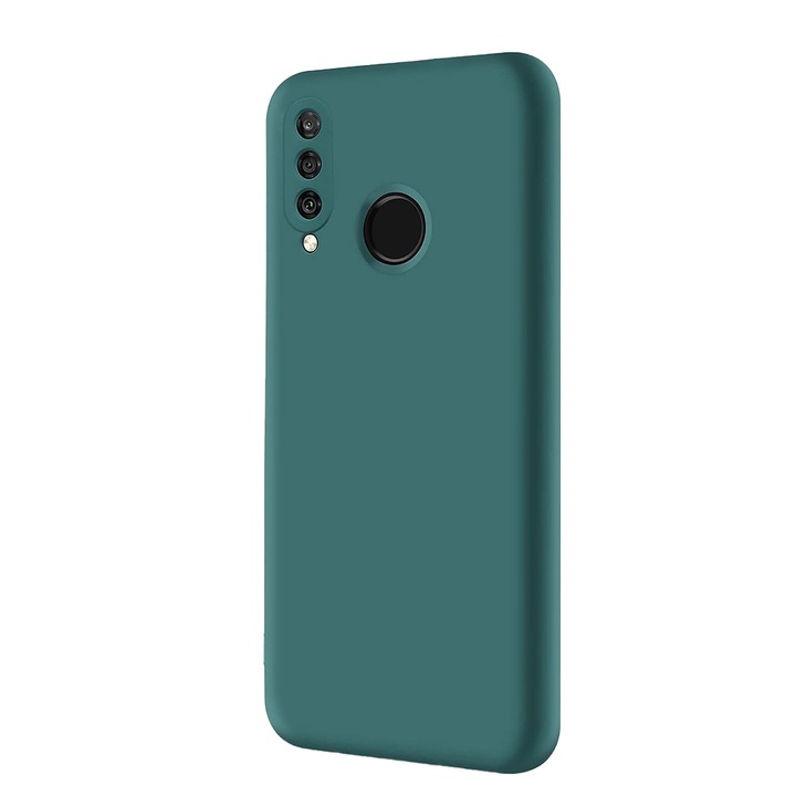 Husa Silicon Jelly G-Tech Liquid, Compatibil cu Huawei P30 Lite, Protectie la Camera, din silicon, Microfibra in Interior, Verde Inchis