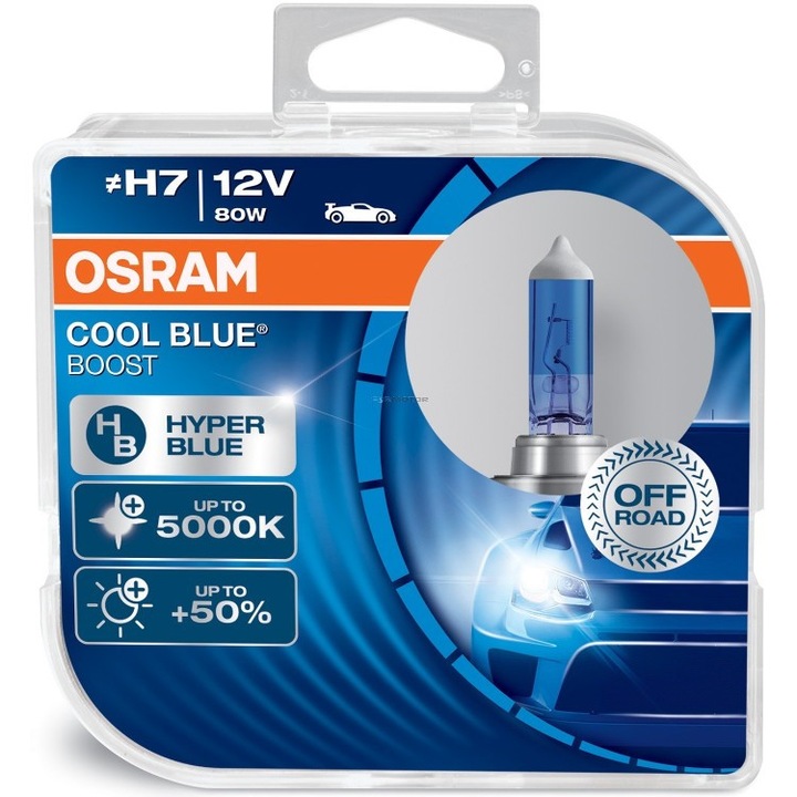 Комплект 2 халогенни крушки Osram H7 Cool Blue Boost +50% 12V, 80W
