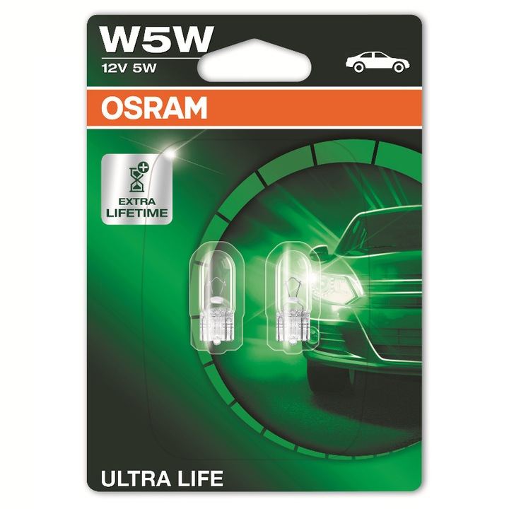 Комплект 2 Сигнални лмпи Osram W5W Ultra life 12V, 5W