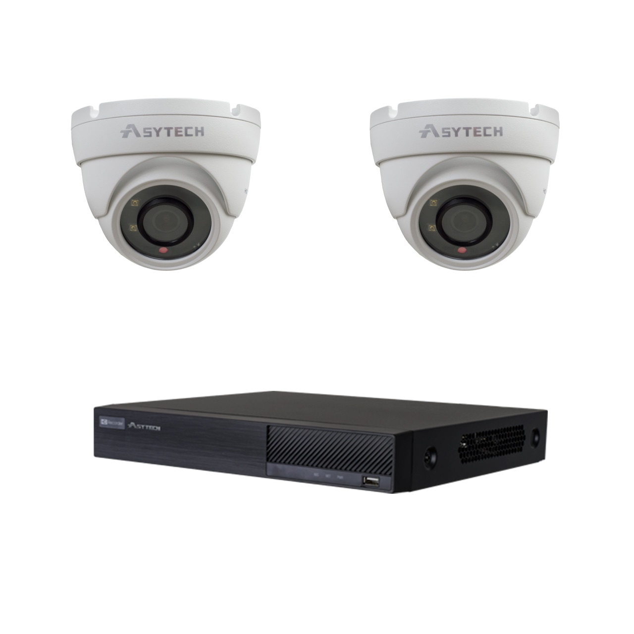 Kit supraveghere video ASYTECH 2 camere IP 2MP, IR 20m