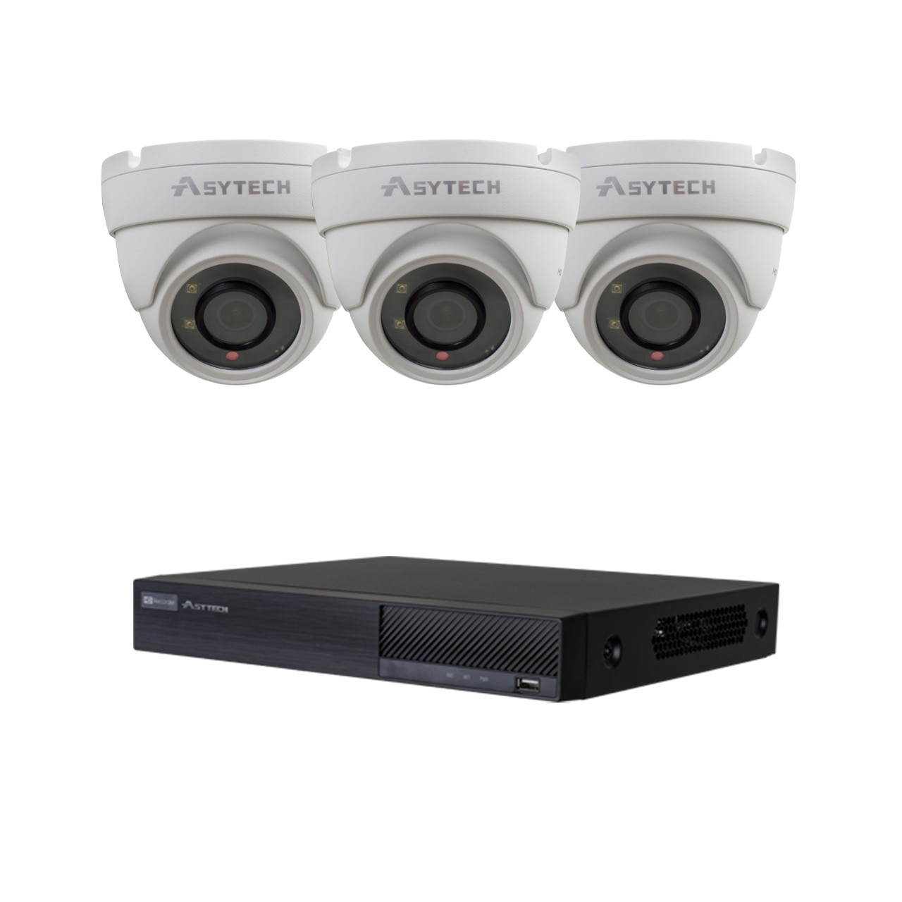 Kit supraveghere video ASYTECH 3 camere IP 2MP, IR 20m