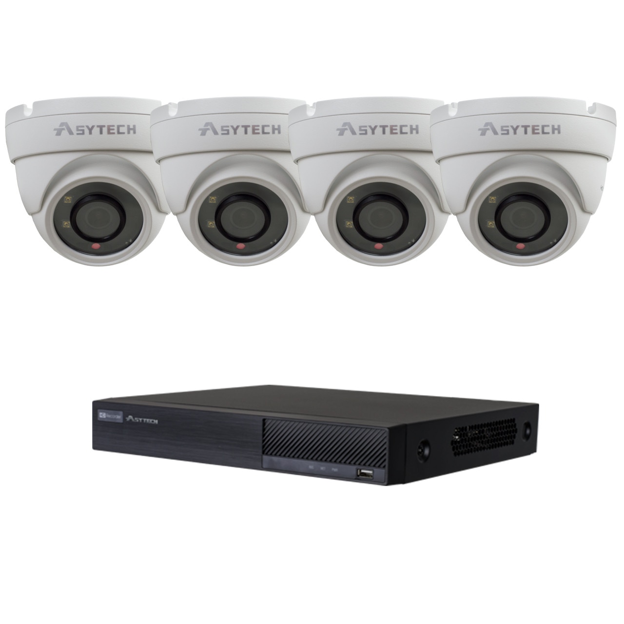 Kit supraveghere video ASYTECH 4 camere IP 2MP, IR 20m